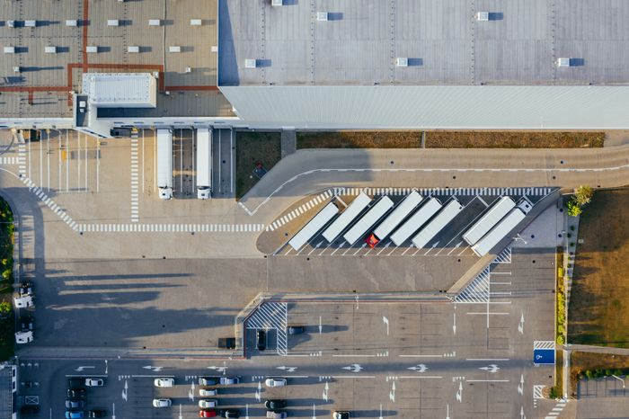 Aerial view of logistics loading bays